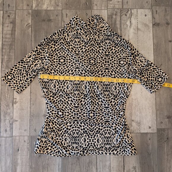 Premise Studio Twist Front Mock Neck Blouse – Tan & Black Animal Print, Sz L - Picture 10 of 10